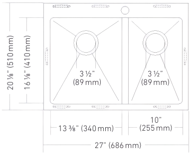 Évier Zen - 27″L x 20 1/8″P - ZN175B