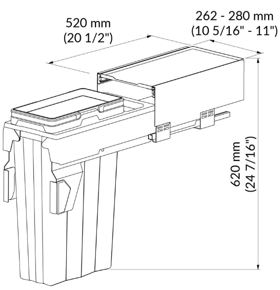 Poubelle coulissante MaxBin - 12'' - POU-MX121620