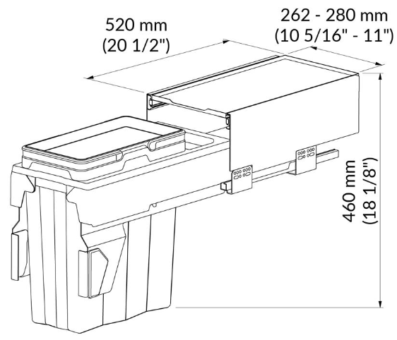 Poubelle coulissante MaxBin - 12'' - POU-MX121460