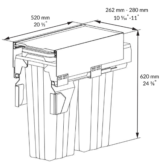 Poubelle coulissante MaxBin - 12'' - POU-MX122