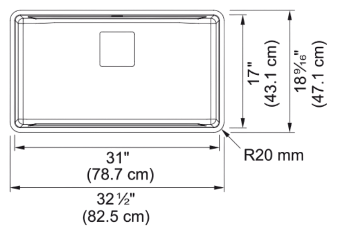 Évier Pescara - 32 1/2''L x 18 9/16''P